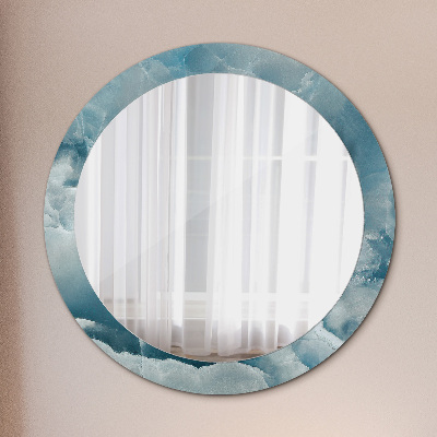 Miroir rond imprimé Marbre onyx bleu