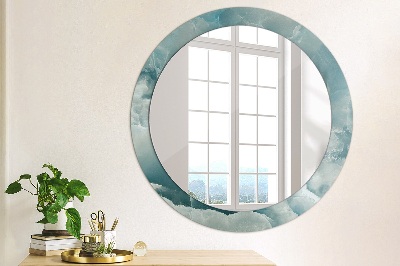 Miroir rond imprimé Marbre onyx bleu