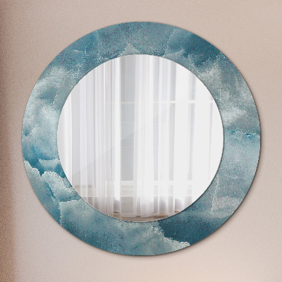 Miroir rond imprimé Marbre onyx bleu