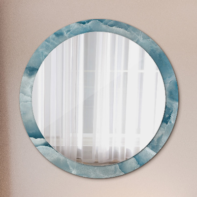 Miroir rond imprimé Marbre onyx bleu