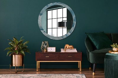 Miroir rond imprimé Marbre onyx bleu
