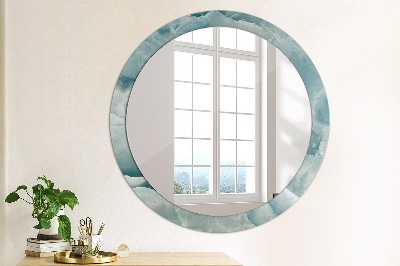Miroir rond imprimé Marbre onyx bleu