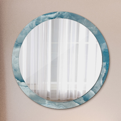 Miroir rond imprimé Marbre onyx bleu