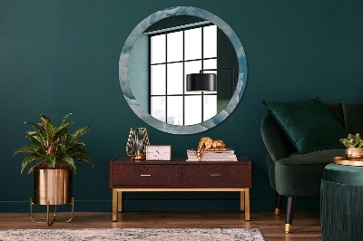 Miroir rond imprimé Marbre onyx bleu