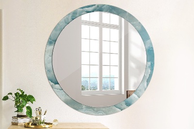 Miroir rond imprimé Marbre onyx bleu