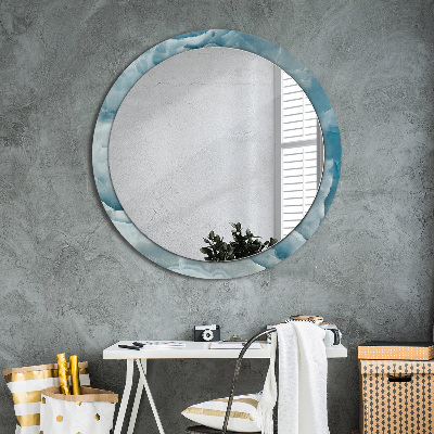 Miroir rond imprimé Marbre onyx bleu