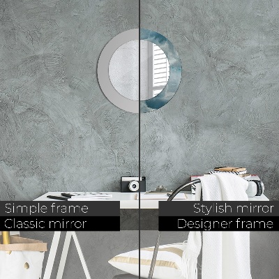 Miroir rond imprimé Marbre onyx bleu