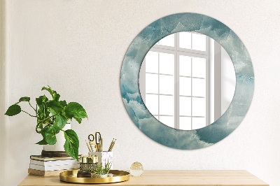 Miroir rond imprimé Marbre onyx bleu