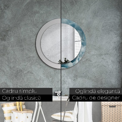 Miroir rond imprimé Marbre onyx bleu
