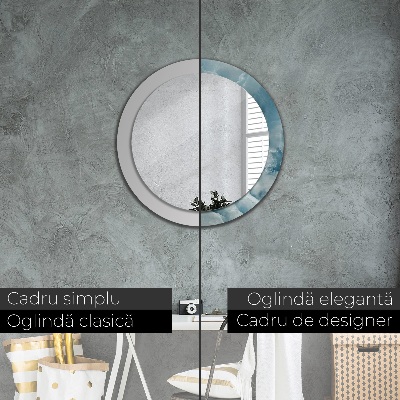 Miroir rond imprimé Marbre onyx bleu