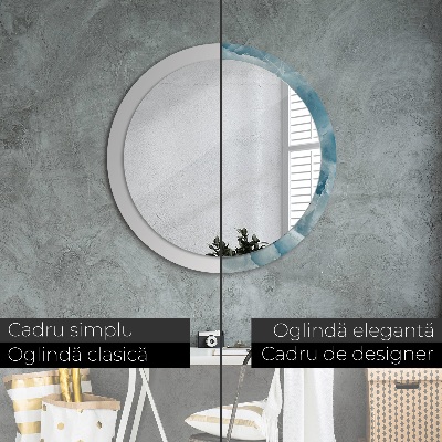 Miroir rond imprimé Marbre onyx bleu