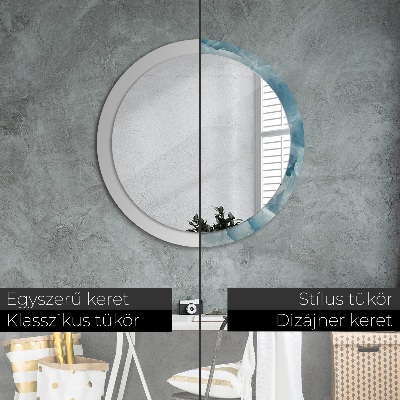 Miroir rond imprimé Marbre onyx bleu