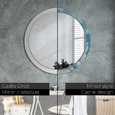 Miroir rond imprimé Marbre onyx bleu