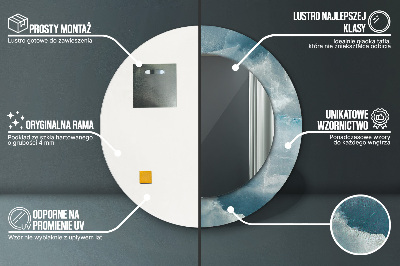 Miroir rond imprimé Marbre onyx bleu