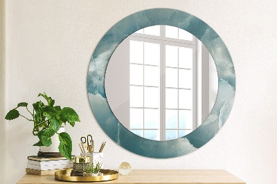 Miroir rond imprimé Marbre onyx bleu