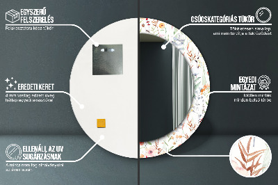 Miroir rond avec décoration Fleurs sauvages