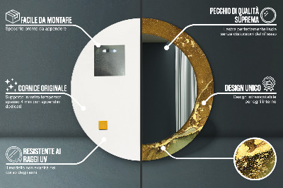 Miroir rond imprimé Tourbillons métalliques