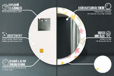 Miroir rond avec décoration Étoiles pastel