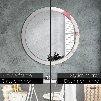 Miroir rond avec décoration Étoiles pastel