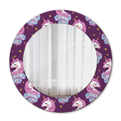 Miroir rond imprimé Étoiles de licorne