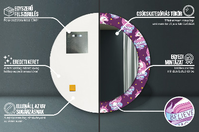 Miroir rond imprimé Étoiles de licorne