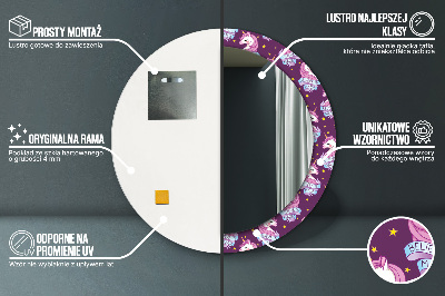 Miroir rond imprimé Étoiles de licorne