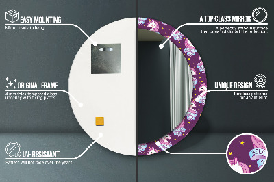 Miroir rond imprimé Étoiles de licorne