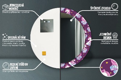 Miroir rond imprimé Étoiles de licorne