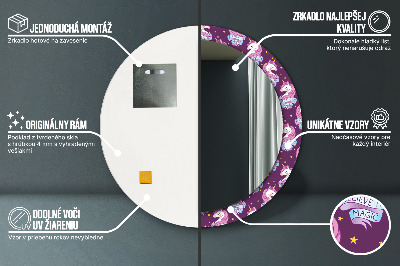 Miroir rond imprimé Étoiles de licorne