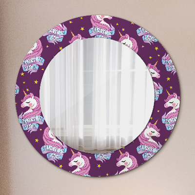 Miroir rond imprimé Étoiles de licorne