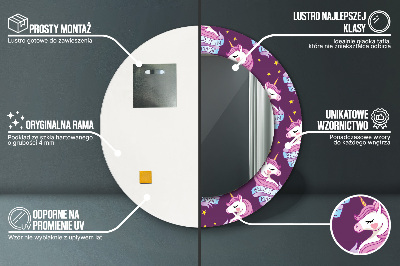 Miroir rond imprimé Étoiles de licorne