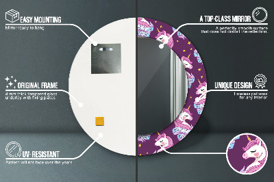 Miroir rond imprimé Étoiles de licorne