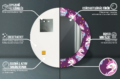 Miroir rond imprimé Étoiles de licorne