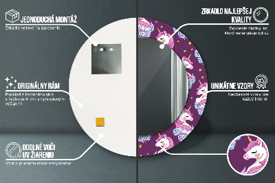 Miroir rond imprimé Étoiles de licorne