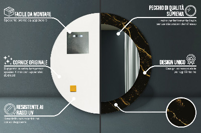 Miroir rond avec décoration Marbre noir