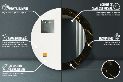 Miroir rond avec décoration Marbre noir