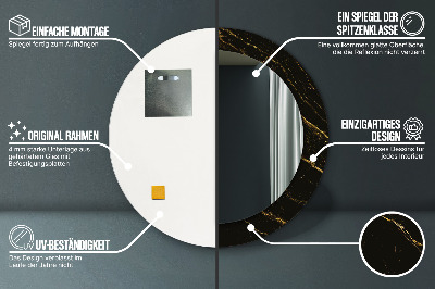 Miroir rond avec décoration Marbre noir