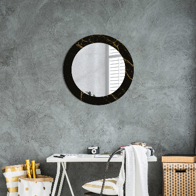 Miroir rond avec décoration Marbre noir