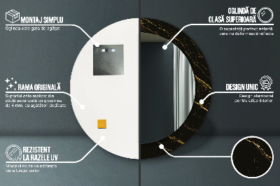 Miroir rond avec décoration Marbre noir