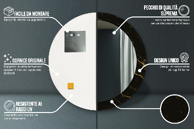 Miroir rond avec décoration Marbre noir