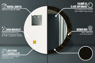 Miroir rond avec décoration Marbre noir