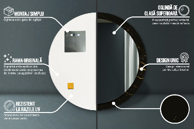 Miroir rond avec décoration Marbre noir