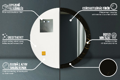 Miroir rond avec décoration Marbre noir