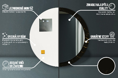 Miroir rond avec décoration Marbre noir