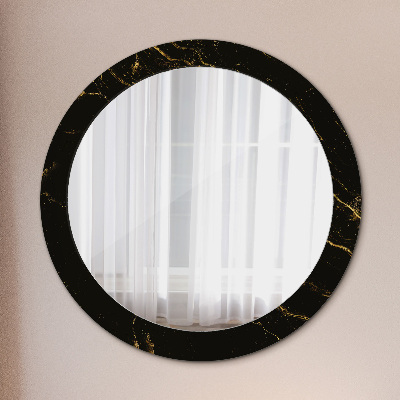 Miroir rond avec décoration Marbre noir
