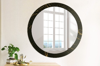 Miroir rond avec décoration Marbre noir