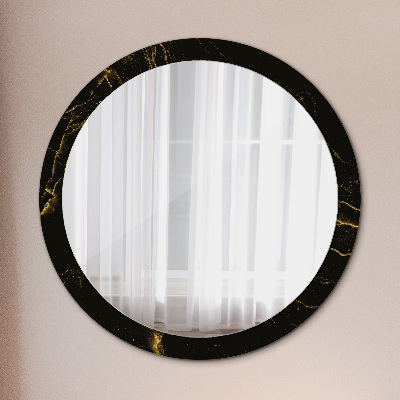 Miroir rond avec décoration Marbre noir