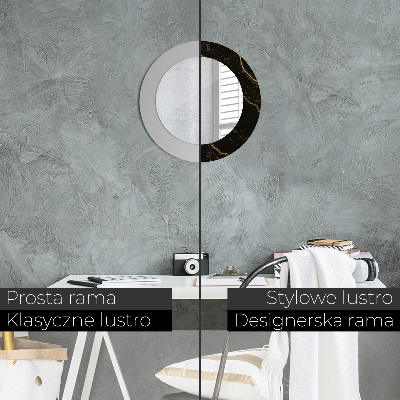 Miroir rond avec décoration Marbre noir