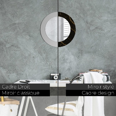 Miroir rond avec décoration Marbre noir