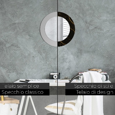 Miroir rond avec décoration Marbre noir